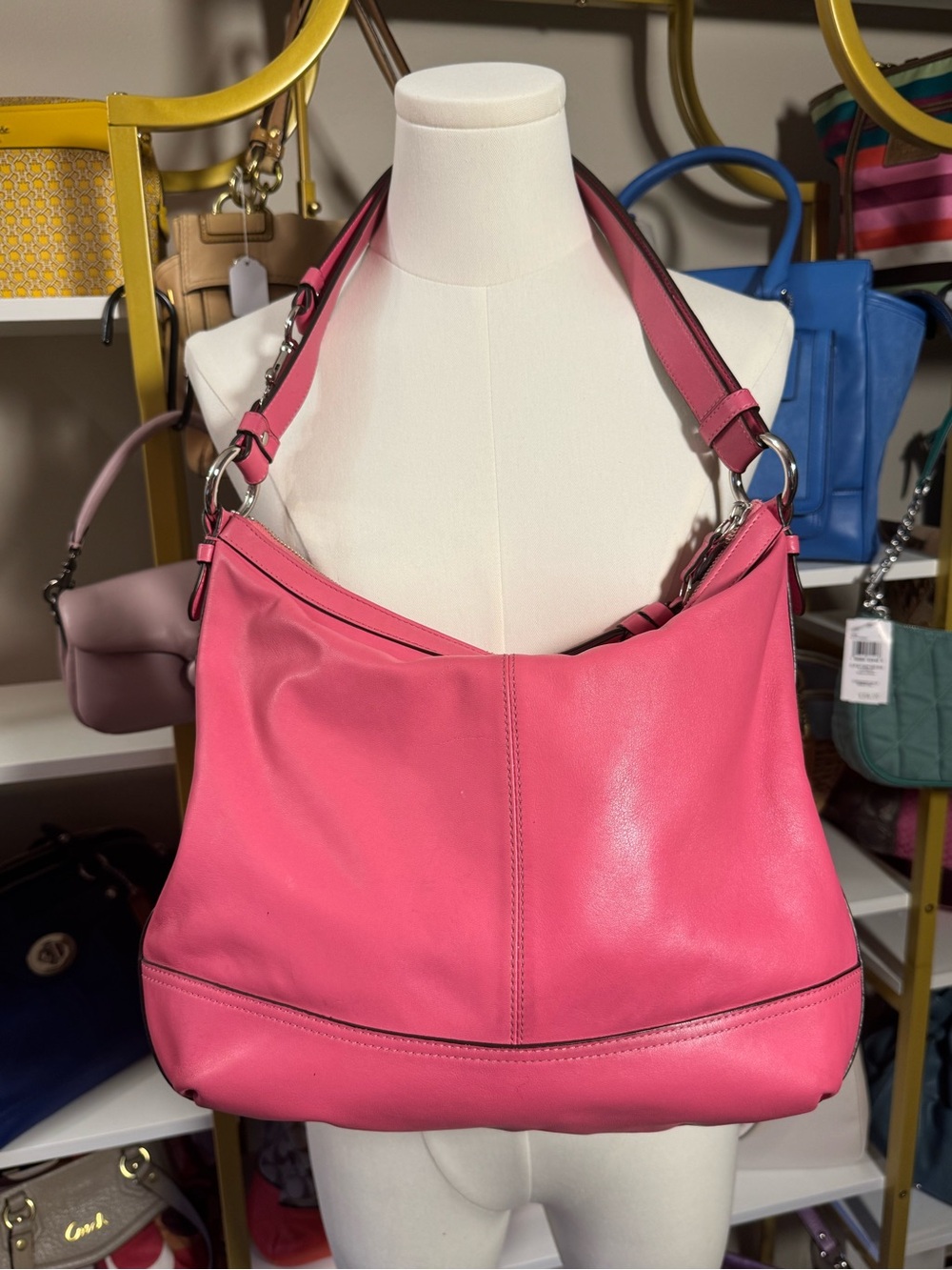 Coach Pink Leather Shoulder Bag - Picture 2 of 6
